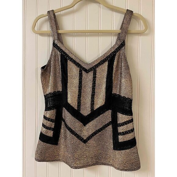 BKE Boutique tank top gold w/ black trim Small - Picture 1 of 5